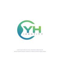 YH Initial letter circular line logo template vector with gradient color blend