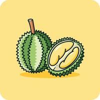 Durian fruit whole and peeled, isolated on background vector illustration.