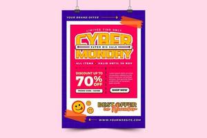 Cyber Monday poster or flyer template is easy to customize vector