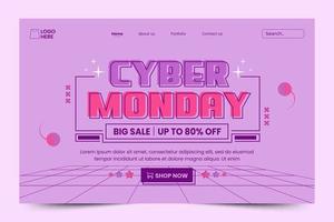 Cyber Monday landing page design template is easy to customize vector