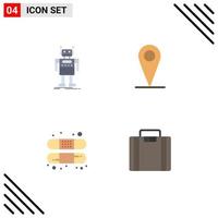 Stock Vector Icon Pack of 4 Line Signs and Symbols for robot band bot map treatment Editable Vector Design Elements