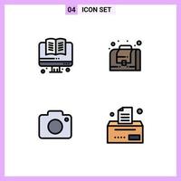 conjunto de 4 iconos de interfaz de usuario modernos signos de símbolos para elementos de diseño de vectores editables de negocio de cámara en línea negocio de twitter