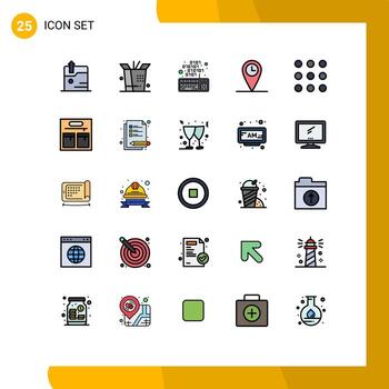 User Interface Pack of 25 Basic Filled line Flat Colors of lecture bag scripting numbers call Editable Vector Design Elements