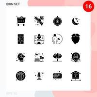 Set of 16 Modern UI Icons Symbols Signs for technology phone navigation barcode love Editable Vector Design Elements