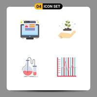 Universal Icon Symbols Group of 4 Modern Flat Icons of conversion chemistry web energy research Editable Vector Design Elements