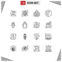 16 Universal Outline Signs Symbols of achieve focus man man hair therapy Editable Vector Design Elements