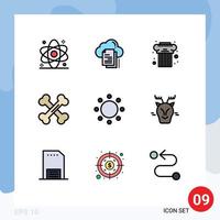 paquete de iconos de vector de stock de 9 signos y símbolos de línea para elementos de diseño de vector editables de ciencia huesos nube biología cultura