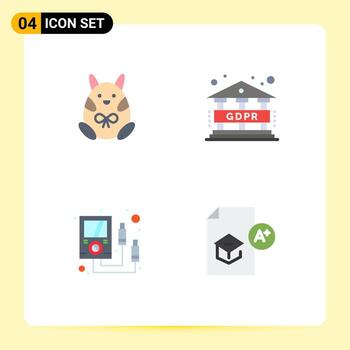 User Interface Pack of 4 Basic Flat Icons of chicken meter happy regulation education Editable Vector Design Elements