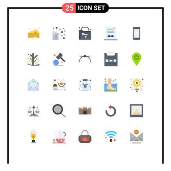 Pack of 25 creative Flat Colors of mobile phone file document certificate Editable Vector Design Elements
