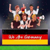 grupo de aficionados al fútbol de alemania animan y apoyan la victoria de su equipo vector