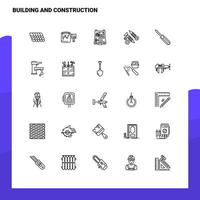 conjunto de iconos de línea de construcción y construcción conjunto de 25 iconos. conjunto de iconos negros de diseño de estilo minimalista vectorial. paquete de pictogramas lineales. vector