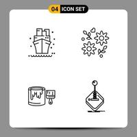 4 Black Icon Pack Outline Symbols Signs for Responsive designs on white background. 4 Icons Set. vector