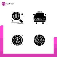 Glyph Icon set. Pack of 4 Solid Icons isolated on White Background for responsive Website Design Print and Mobile Applications. vector