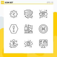 Collection of 9 Universal Line Icons. Icon Set for Web and Mobile. vector