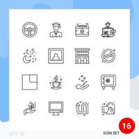 paquete de iconos vectoriales de stock de 16 signos y símbolos de línea para el calendario de servicio lunar soporte al cliente elementos de diseño vectorial editables vector