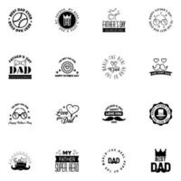 Happy fathers day 16 Black Typography set Vector typography Vintage lettering for greeting cards banners tshirt design You are the best dad Editable Vector Design Elements