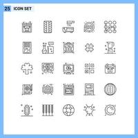 Set of 25 Commercial Lines pack for drive security shower secure pattern Editable Vector Design Elements