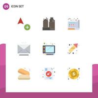 User Interface Pack of 9 Basic Flat Colors of sketch open document mail email Editable Vector Design Elements