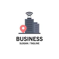 Building Wifi Location Business Logo Template Flat Color vector