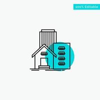 Building Estate Real Apartment Office turquoise highlight circle point Vector icon