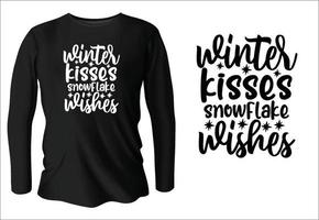 besos de invierno copo de nieve desea diseño de camiseta con vector