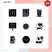 Vector Pack of 9 Icons in Solid Style. Creative Glyph Pack isolated on White Background for Web and Mobile.