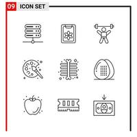 9 General Icons for website design print and mobile apps. 9 Outline Symbols Signs Isolated on White Background. 9 Icon Pack. vector