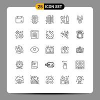 25 Universal Lines Set for Web and Mobile Applications up arrow chest syringe drugs Editable Vector Design Elements
