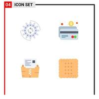 Set of 4 Commercial Flat Icons pack for management zip task banking document Editable Vector Design Elements