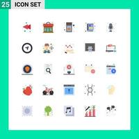 Universal Icon Symbols Group of 25 Modern Flat Colors of recording study fire learning e learning Editable Vector Design Elements