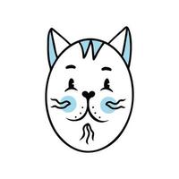 cara de niño gato. ilustración para impresión, fondos, cubiertas y embalaje. la imagen se puede utilizar para tarjetas de felicitación, carteles, pegatinas y textiles. aislado sobre fondo blanco. vector