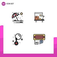 Set of 4 Modern UI Icons Symbols Signs for beach earrings umbrella office adapter Editable Vector Design Elements