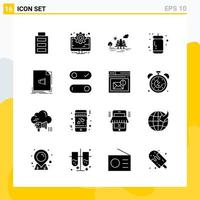 Collection of 16 Universal Solid Icons Icon Set for Web and Mobile