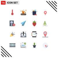 conjunto de 16 iconos de interfaz de usuario modernos signos de símbolos para computadoras ubicación de campamento de escuela de vacaciones paquete editable de elementos creativos de diseño de vectores