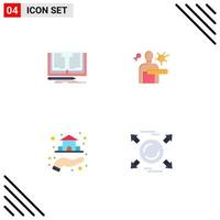 Group of 4 Flat Icons Signs and Symbols for writing real story health check hand Editable Vector Design Elements