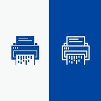 Confidential Data Delete Document File Information Shredder Line and Glyph Solid icon Blue banner Line and Glyph Solid icon Blue banner vector
