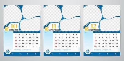 vector illustration of Calendar 2023 October November December set for office planner, Corporate design planner template. event calendar concepts, minimal project catalogue, Ready to prints paper