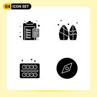 4 Creative Icons for Modern website design and responsive mobile apps. 4 Glyph Symbols Signs on White Background. 4 Icon Pack. vector