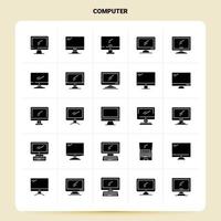 Solid 25 Computer Icon set Vector Glyph Style Design Black Icons Set Web and Mobile Business ideas design Vector Illustration