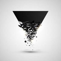 Black stone with debris isolated. Abstract black explosion. Geometric illustration. Vector destruction shapes with debris