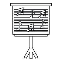 Musical notes on stand icon, outline style vector