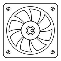 Computer fan cooler icon, outline style vector