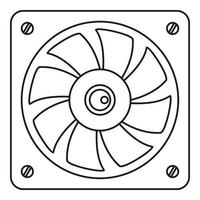 icono de enfriador de ventilador de computadora, estilo de contorno vector