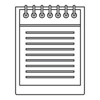 Notepad with spiral icon, outline style vector