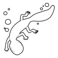 Swimming lizard icon, outline style vector