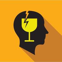 Alcoholic brain icon, flat style vector