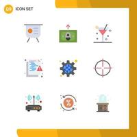 Group of 9 Modern Flat Colors Set for configuration protection alcohol network file Editable Vector Design Elements