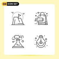 4 Creative Icons for Modern website design and responsive mobile apps. 4 Outline Symbols Signs on White Background. 4 Icon Pack. vector