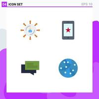 User Interface Pack of 4 Basic Flat Icons of internet chat network phone ecommerce Editable Vector Design Elements