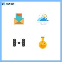 4 Universal Flat Icons Set for Web and Mobile Applications email day mail mail sun Editable Vector Design Elements